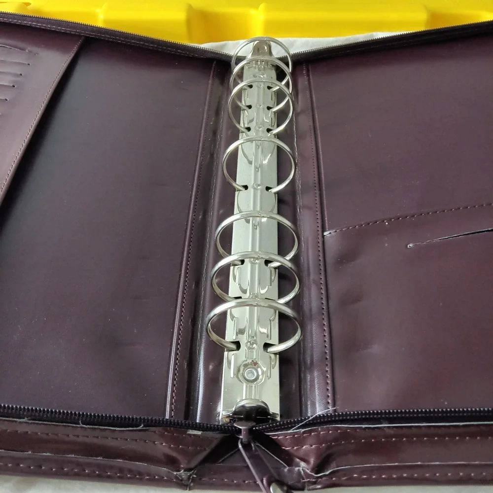 Vintage Franklin Covey Burgundy Zip Planner Binder Retractable Handles Organizer